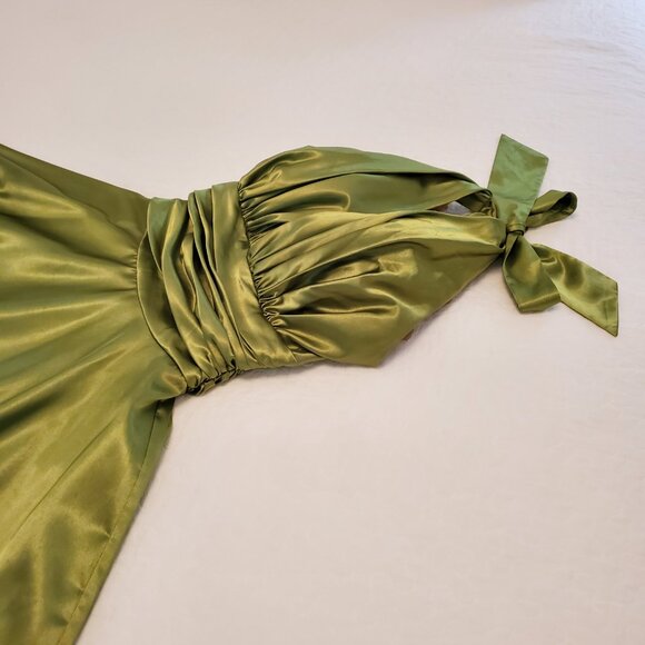 VINTAGE DROP-DEAD GORGEOUS CHARTREUSE EVENING DRESS - Picture 2 of 6